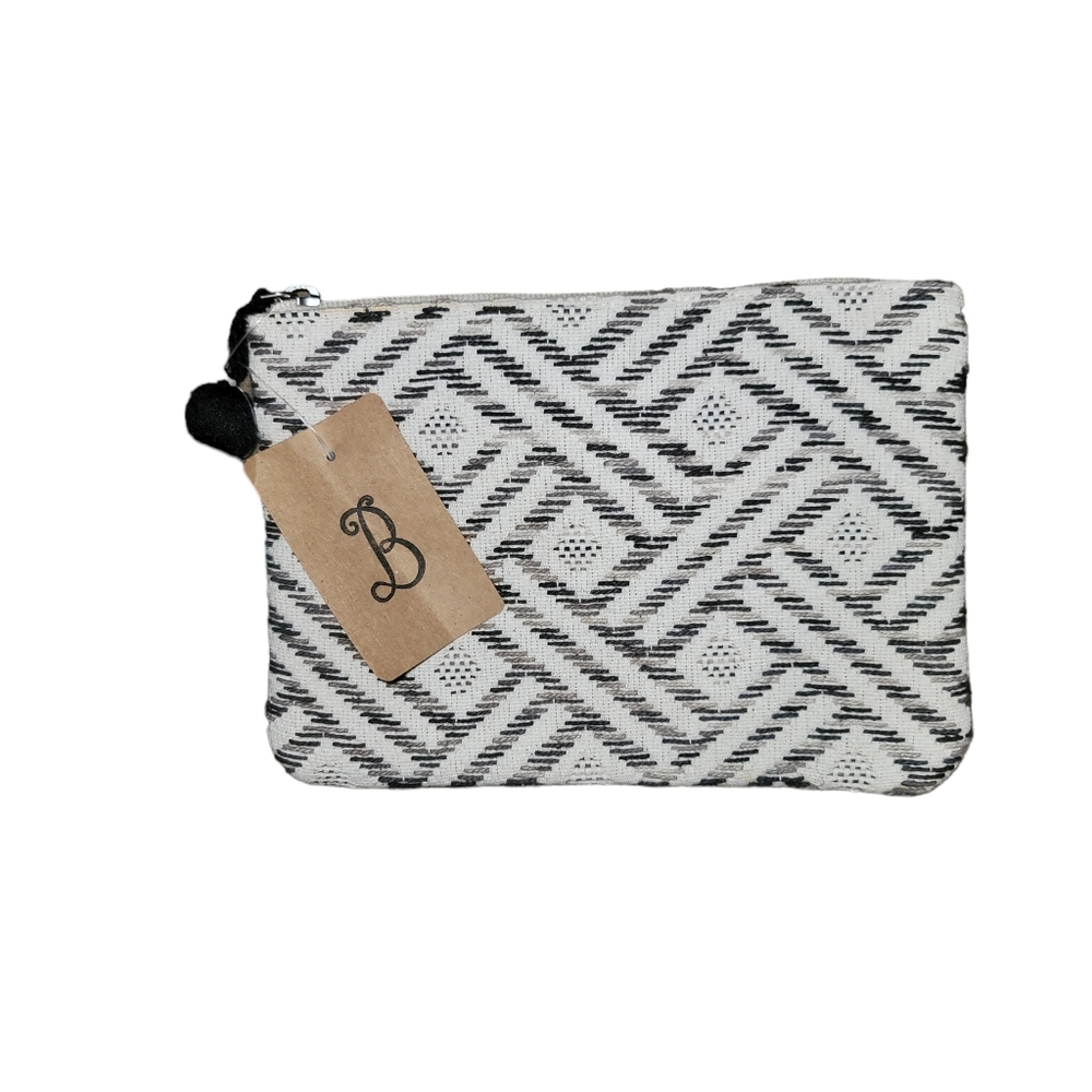 Katydid Diamond Weave Large Cosmetic Bag Clutch Zip Close Tassle Bag Charm NWT - Picture 3 of 5